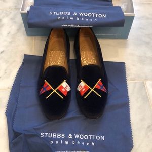 Stubbs & Wooton navy velvet slipper/loafer